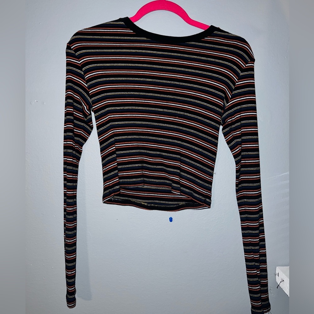 Brandy Melville Striped Long Sleeve Crop Top